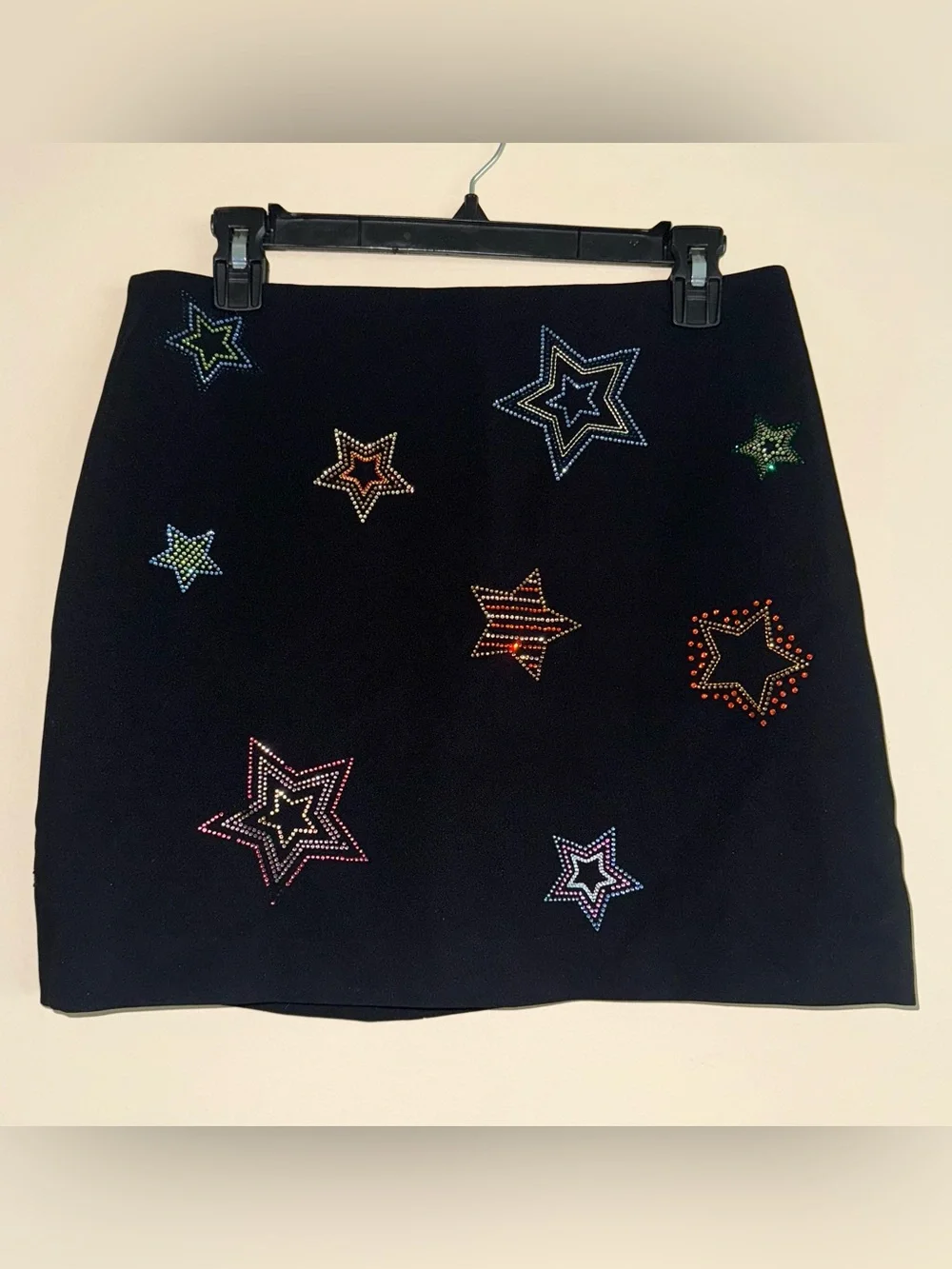 CINQ A SEPT Black Doris Star Embellished Rinestone Mini Skirt Size 6